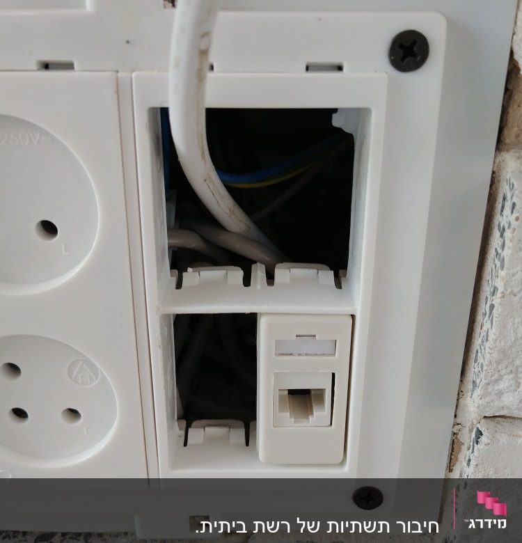 שקע רשת פתוח עם חוטים חשופים